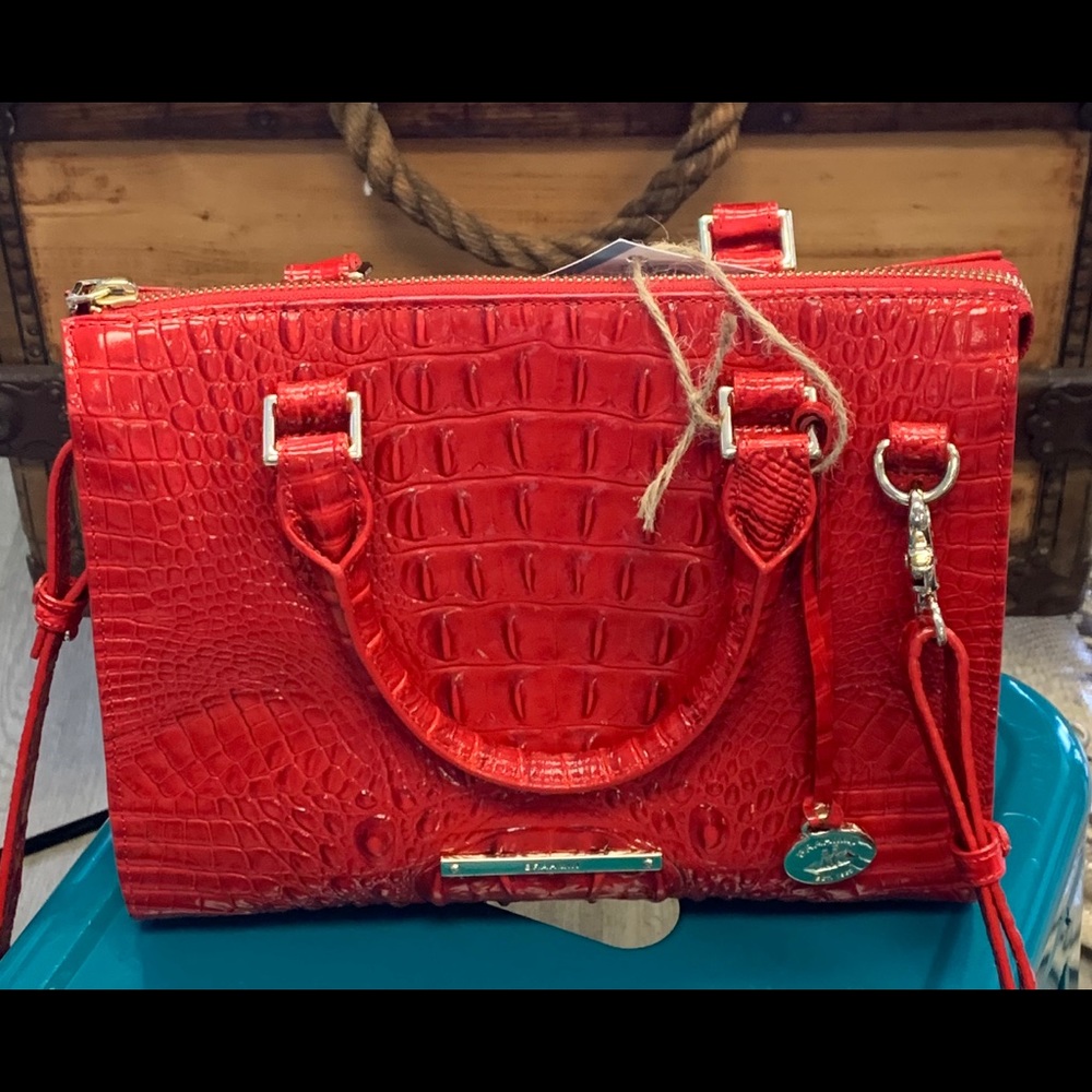Brahmin Red Alligator Leather Top Handle Satchel
